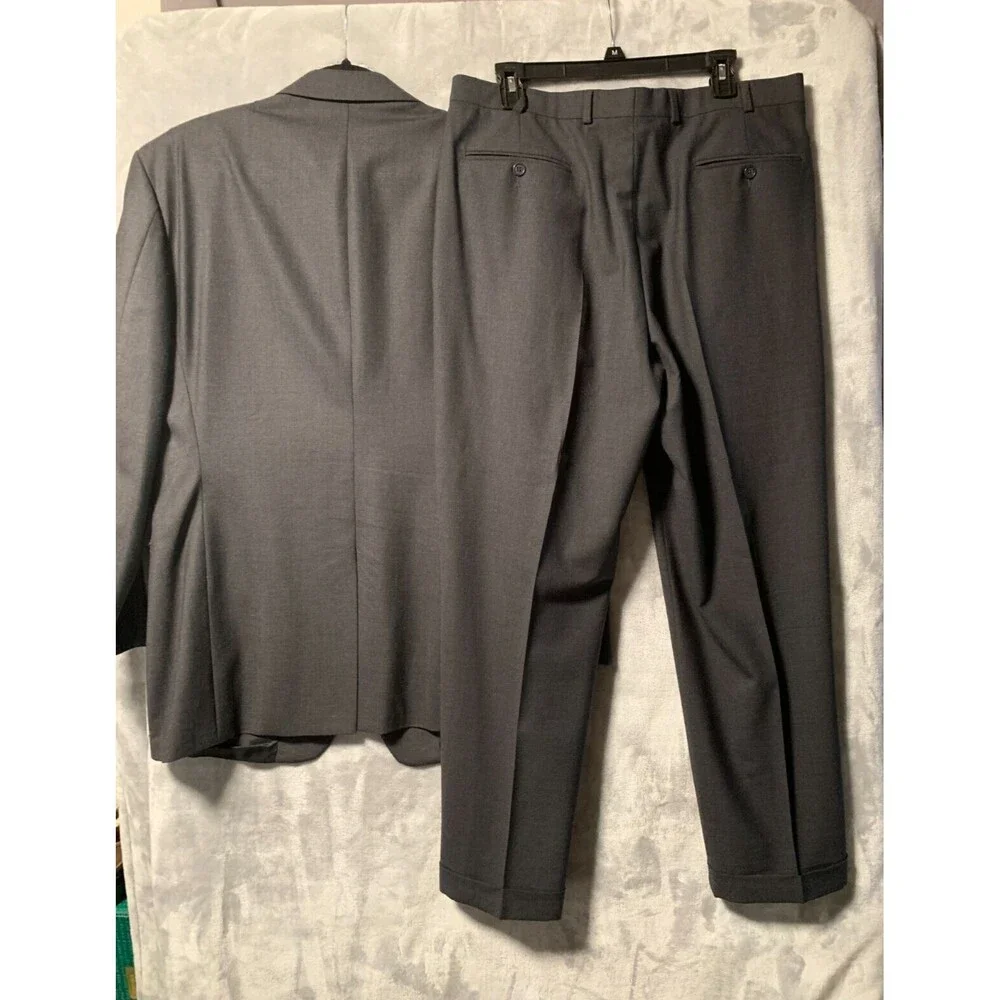 Brooks Brother 346 Stretch Suit‎ 44R Mens 2 Button Dark Gray Wool Pants 35x29